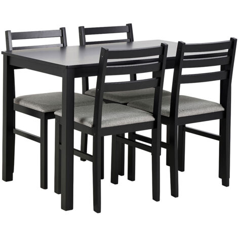 Alicante ensemble pour salle à manger table et 4 chaises 70x110cm noire.