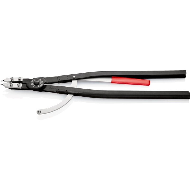 

Pinza para grandes circlips interiors, modelo recto, dimensiones : J 5, Oriﬁcio normal 122-300 mm, Largo 570 mm