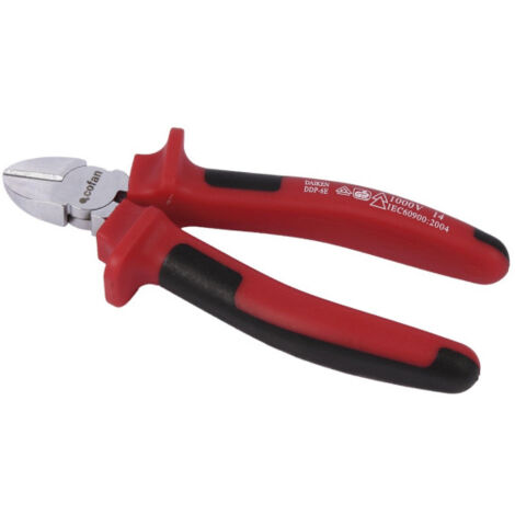Alicate cortaalambres corte diagonal 1000 V aislados 160mm mango antideslizante 09600308
