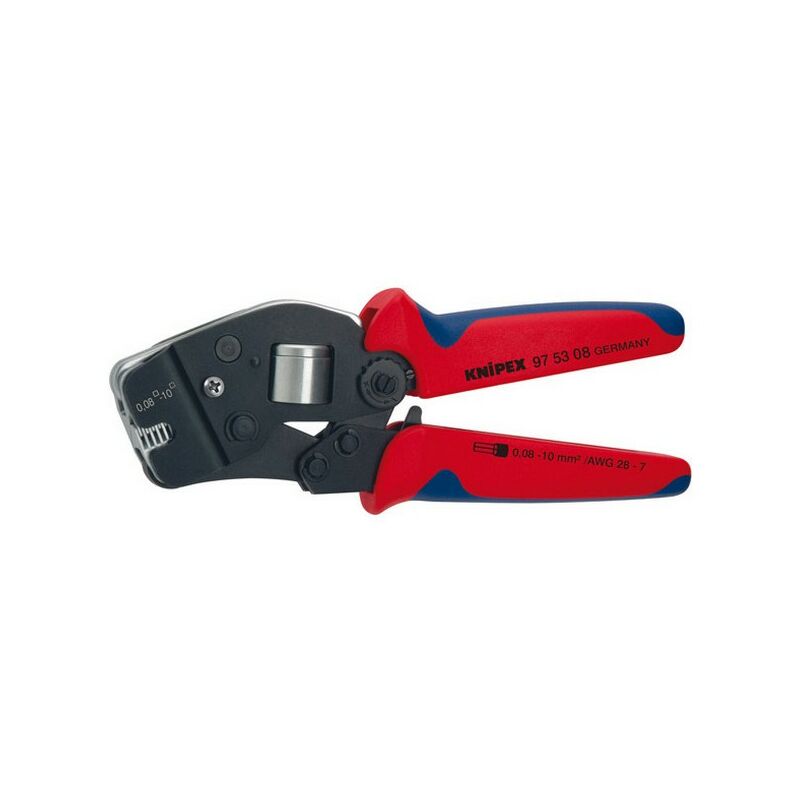 

Pinza de engatillar los bornes, sección del conductor : 0,08-10 mm², Tipo -, utilización bornes con y sin brida plástico, Largo : 190* mm