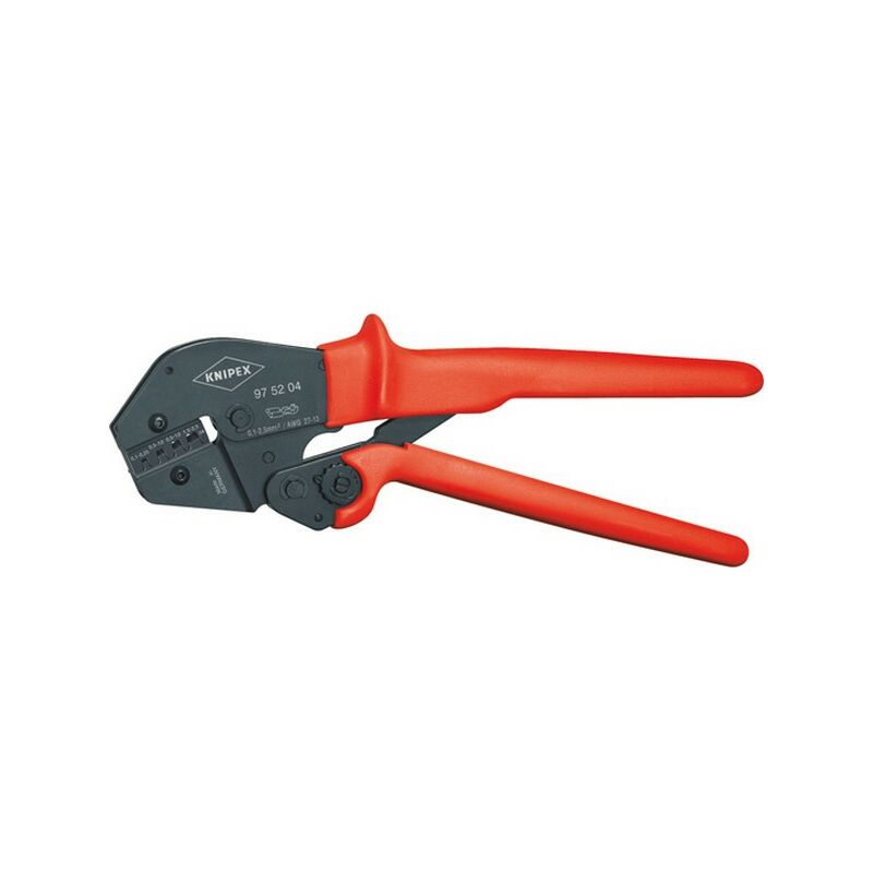 

Pinza de engatillar los bornes de cables y conectors de fichas, con resorte de abertura, sección del conductor : 0,1-2,5 mm²
