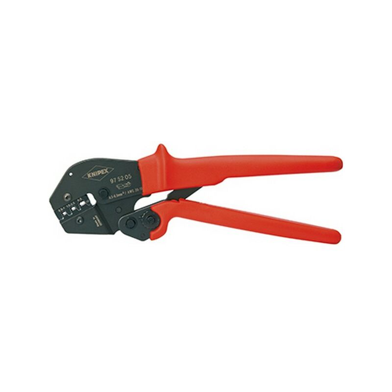 

Pinza de engatillar los bornes de cables y conectors de fichas, con resorte de abertura, sección del conductor : 0,5-6 mm²,