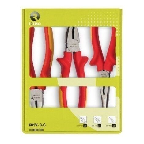 Alicate Electricista Universal 180+Ct160+B/R200 1000V Mango Bimaterial Irimo 3 Pz