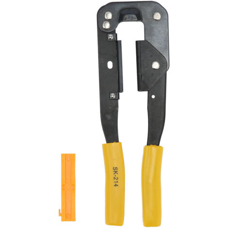 Alicates de crimpado para cables planos SK-214 con soporte de matriz de ABS y matriz ajustable.