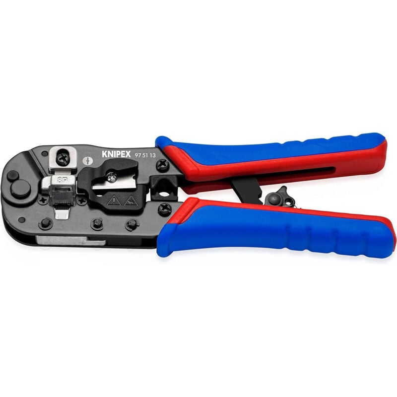 Knipex 975113 Alicates para crimpar conectores Western RJ45 bruñido, con fundas multicomponentes 191 mm