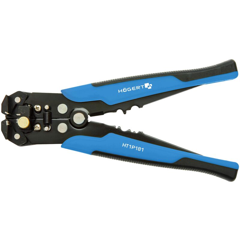 Hogert - högert technik Alicates pelacables automáticos, 205 mm, 0,2-6 mm², con función de corte, crimpadora 24-10 awg, longitud ajustable, mango
