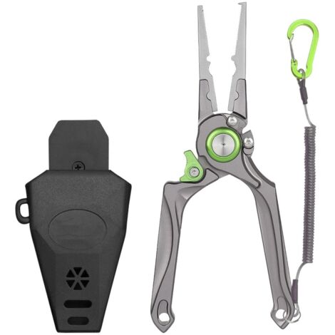 Alicates de pesca multifuncionales, plegables, resistentes a la corrosión, diseño ergonómico, material de aleación de aluminio, gris/verde