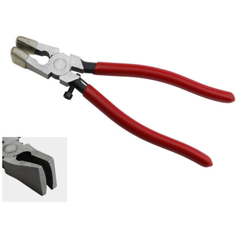 Alicates para cortar vidrio de 20 cm con mango rojo  Punta arqueada  Alicates planos especiales para romper bordes de vidrio  Herramienta profesional para vidrieros