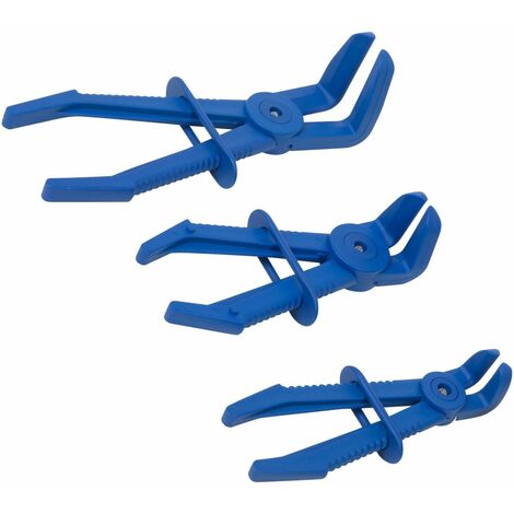 Alicates para estrangular manguitos acodados de gasolina,frenos,liquidos,3 pzs