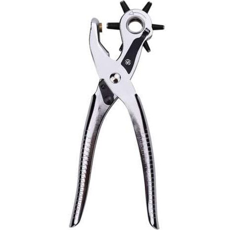 Alicates para perforar cuero - 6 punzones reemplazables (de 2,0 a 4,5 mm) - Herramienta profesional y de bricolaje para perforar cuero, artículos de cuero, talabartería y manualidades