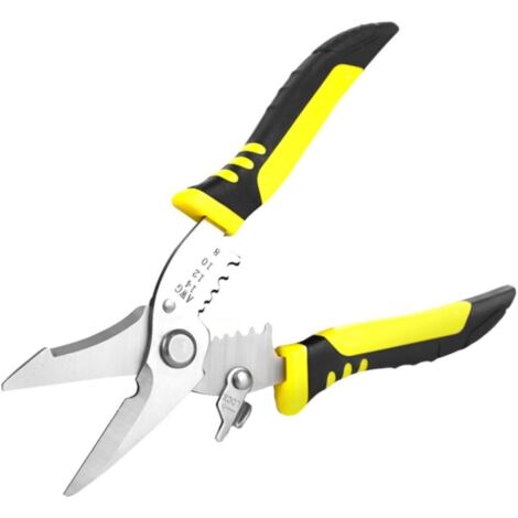 Alicates pelacables multifuncionales para electricistas, cortador de cables profesional, herramienta ergonómica con agarre antideslizante para pelar, cortar, engarzar y sujetar cables eléctricos.