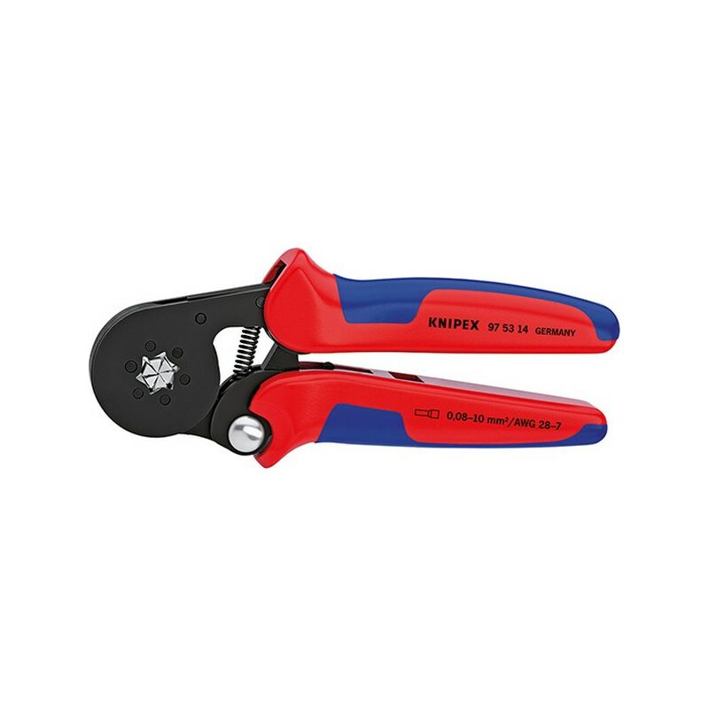 

Pinza de engatillar los bornes, sección del conductor : 0,08-10 mm², Tipo -, utilización bornes con y sin brida plástico, Largo : 180 mm