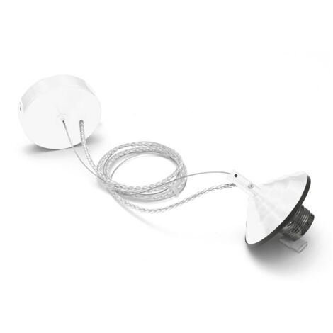 Alice - Kit sospensione per codice Alice V/P lampadina E27 con rosone bianco, cavo trecciato trasparente e copriportalampada 1XE27 max 1X60W IP20