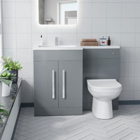 Alice Left Hand Light Grey Bathroom Basin Vanity Unit WC with Toilet