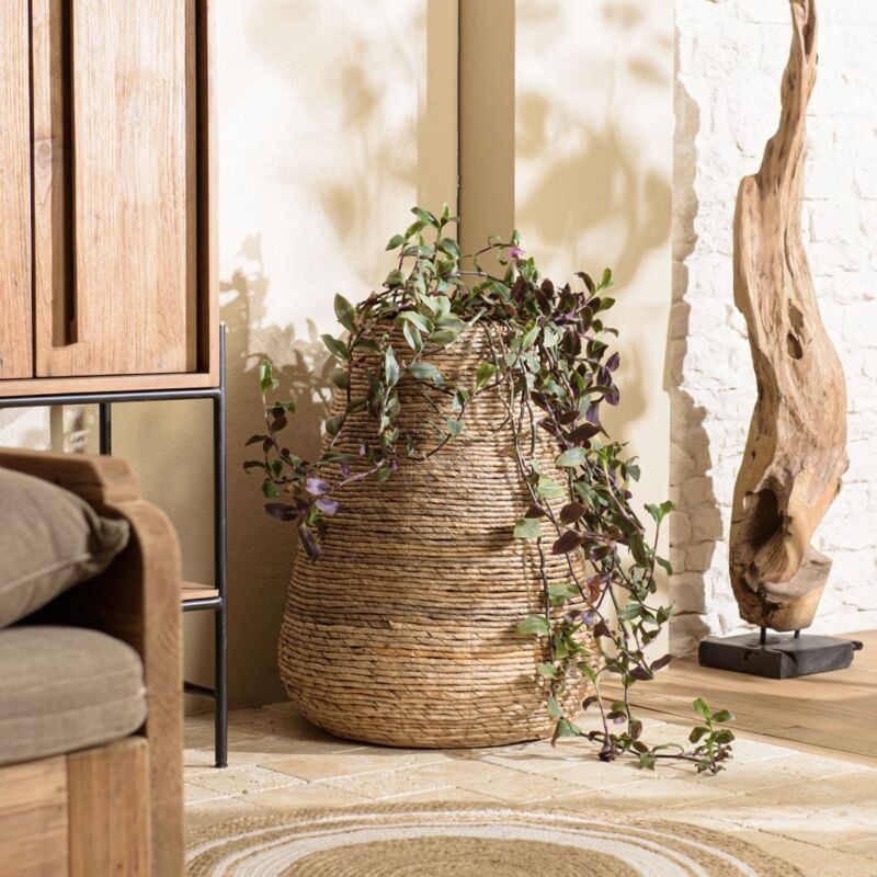 Macabane - alida - Cache pot modèle moyen en tissage d'abaca naturel