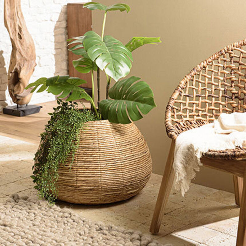 Macabane - alida - Cache pot petit modèle en tissage d'abaca naturel