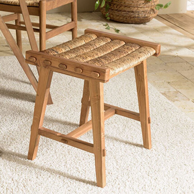 Alida - Tabouret assise en tissage d'abaca naturel