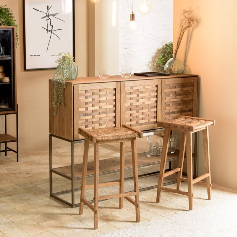 Macabane - alida - Tabouret haut assise en tissage naturel