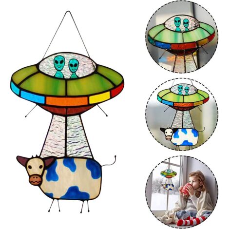 Alien-Kuh-Garten-Hängeornament, UFO-Anhänger, kreative Outdoor-Ornamente, Kinderzimmer-Dekor
