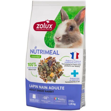 Aliment composé pour lapin adulte(6 mois et plus) sachet de 2.55 kg - zolux