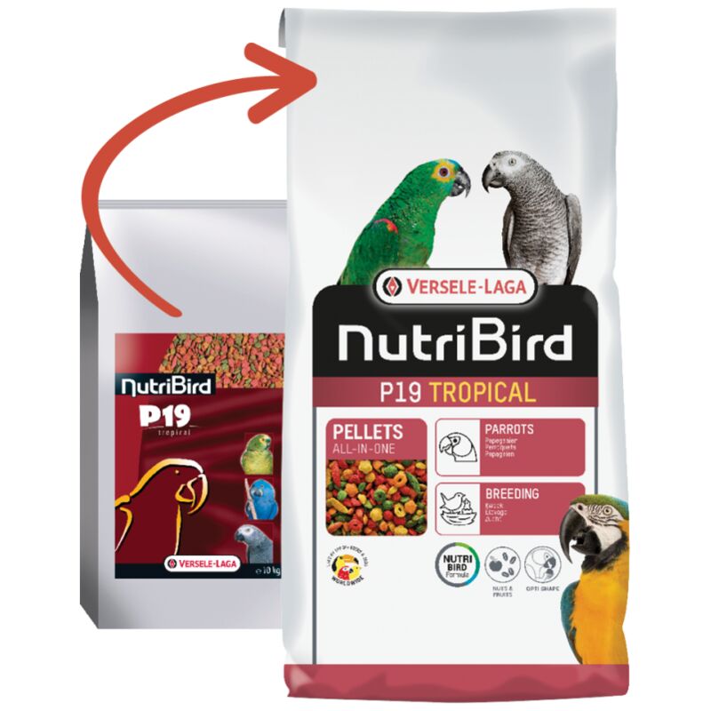 Aliment de reproduction pour perroquets NUTRIBIRD P19 TROPICAL VERSELE LAGA 10 kg.