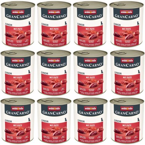Aliment humide pour chien ANIMONDA Grancarno Junior à la dinde, boîte de 12 x 800 g