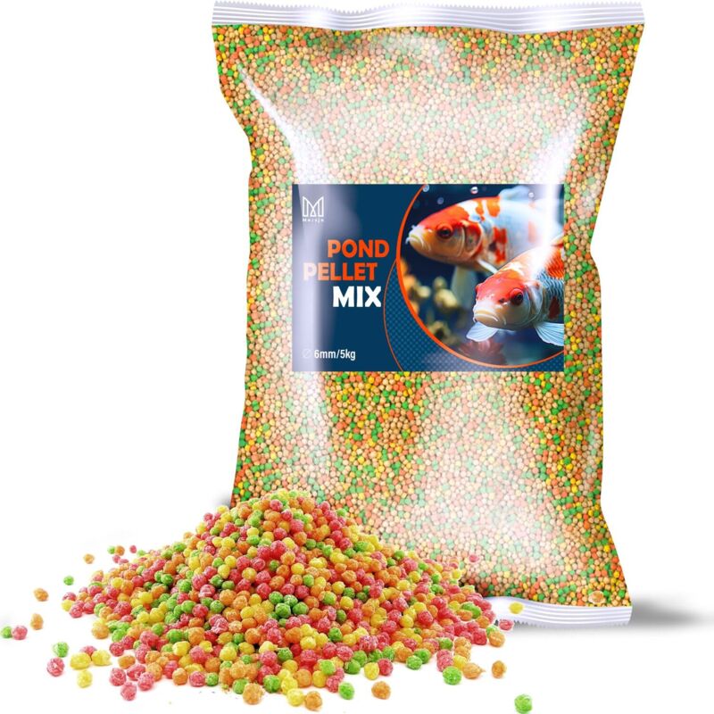 Aliment pour poissons de jardin, carpes koï, mélange de granulés Mersjo pour bassin, 5 kg, 6 mm