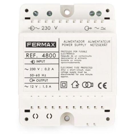Alimentador 12VCA/1,5A DIN4. FERMAX 4800