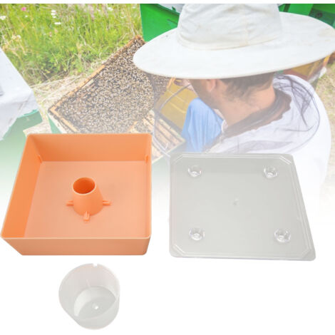Alimentador de abejas – Antifugas, con sistema de liberación rápida – 1 pieza – ABS y acrílico – Dimensiones: 18,5 x 18,5 x 5,3 cm