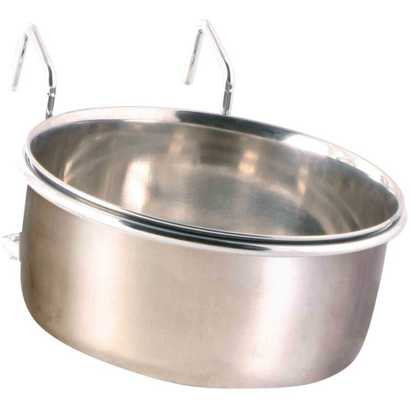 

Trixie Comedero-Bebedero Acero, con Gancho, 0.6 l, ø12 cm