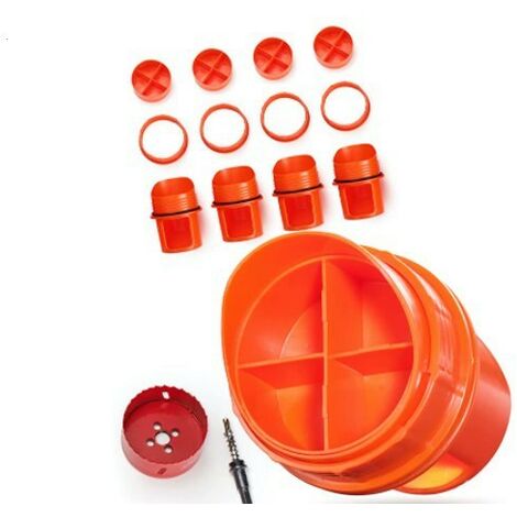 Alimentador de aves de corral de 4 puertos, alimentador automático de pollos, alimentador profesional de aves de corral, Kit de alimentador de pollo Universal DIY, para contenedores de cubos y barrile