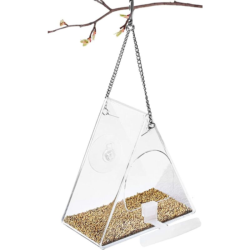 

Alimentador de pájaros con ventana, alimentador de pájaros colgante de acrílico, caja de anidación de pájaros al aire libre para observar aves,