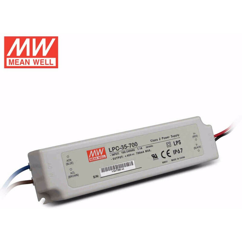 

Meanwell - Fuente Alimentación LEDs 9-48VDC 33W 700mA IP67