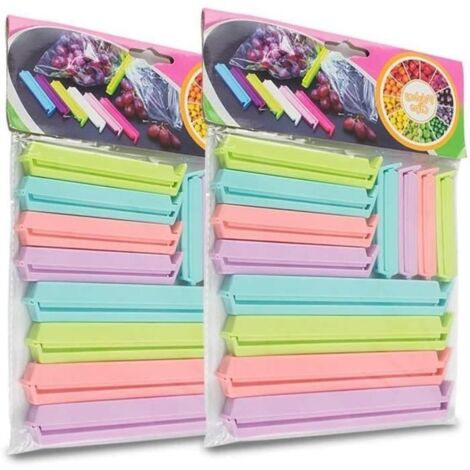Alimentaire D'étanchéité Clips, 24 Pièces Clip Fermeture Cuisine Pince Sachet Alimentaire, 4 Couleur 3 Taille