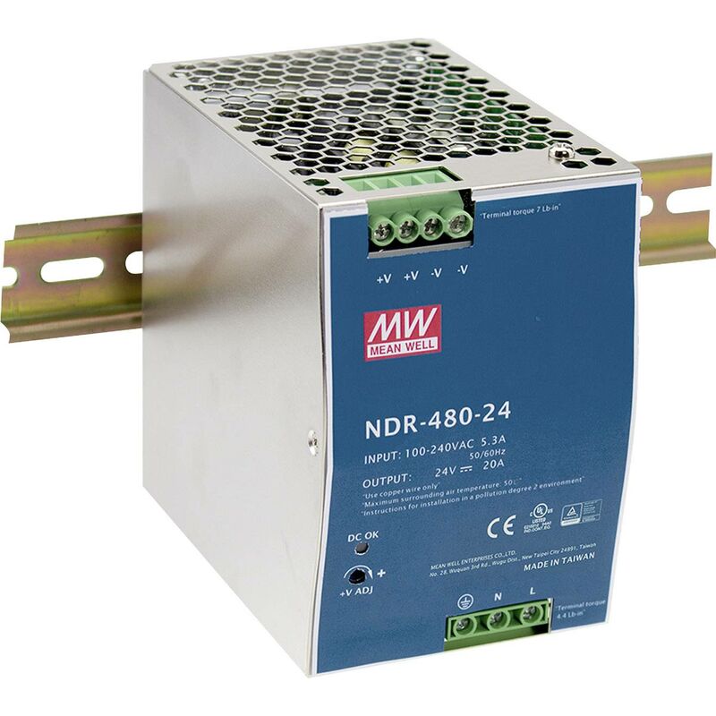 NDR-480-24 Alimentation rail din 480 w Nbr. de sorties:1 x Contenu 1 pc(s) W201231 - Mean Well