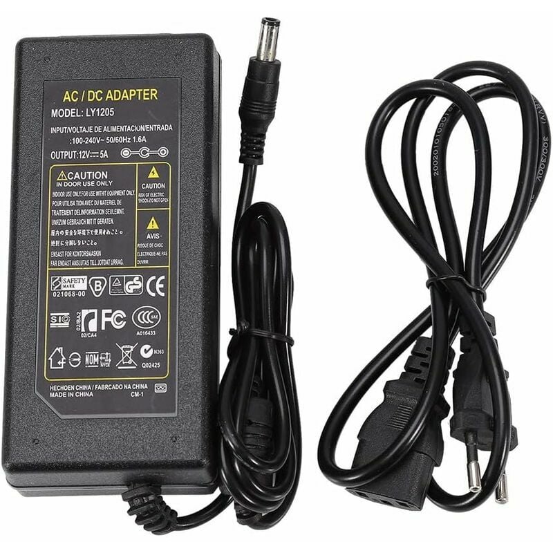 Alimentation 12V 5A Alimentation Adaptateur Transformateur led pour Ruban led Les Lumières de Bande smd led 5050/5630/5730/3528(EU Plug)
