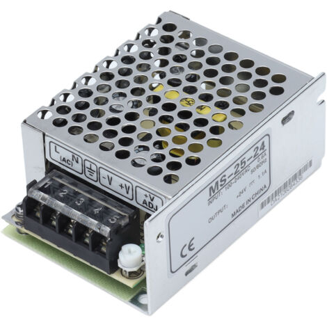 Alimentation à découpage 25W 100‑240VAC pour LED, boîtier en alliage d'aluminium, modèle MS-25-24