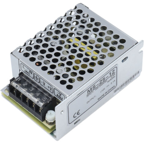 Alimentation à découpage 25W 12V AC/DC pour LED, 100‑240VAC, boîtier en alliage d'aluminium