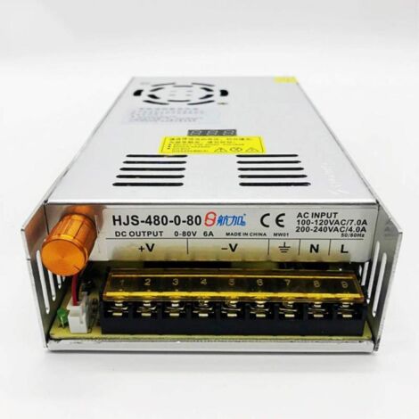 Alimentation à Découpage 480W 0-80V 6A Réglable, Affichage Numérique, Protection Surcharge, Pour Laboratoire, Banc d’Essai, Arduino