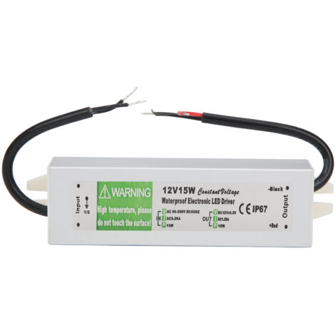 Alimentation à découpage étanche 15W, transformateur LED DC12V, entrée AC90-250V