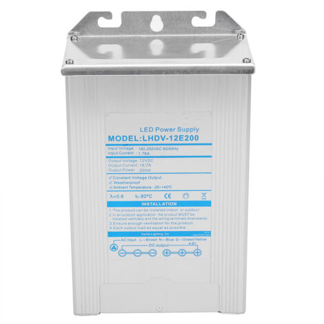 Alimentation à découpage étanche en alliage d'aluminium pour modules LED 200W (LHDV-5E 200 5V)