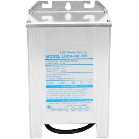 Alimentation à découpage étanche en alliage d'aluminium pour modules LED 250W 24V LHDV-24E
