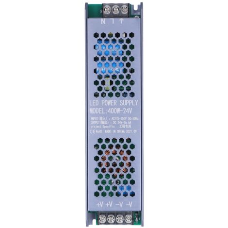 Alimentation à Découpage LED 400W Noir 24V 16.6A pour Ruban Lumineux Long Transformateur Magnétique