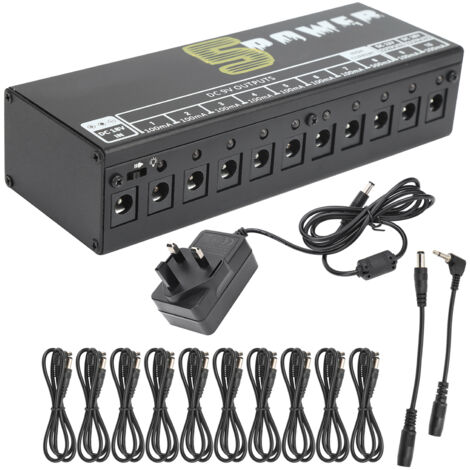 Alimentation à Pédale pour Effets de Guitare, Protection Court-Circuit/Surtension 100-240V Prise UK