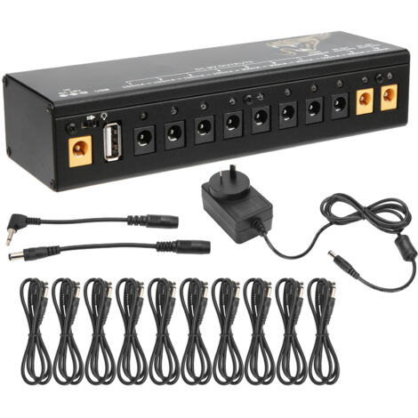 Alimentation à Pédale pour Effets Guitare avec Protection Court-Circuit/Surtension - 100‑240V Prise EU