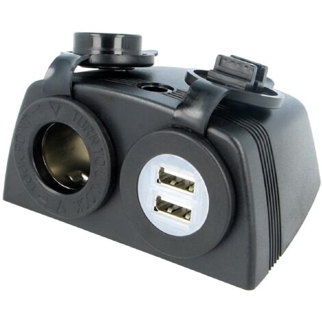 Alimentation Allume-cigare FDouble USB F - 10A - Noir