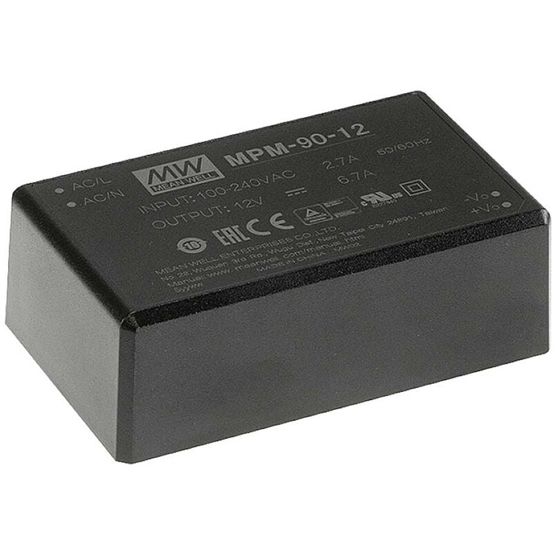 Mean Well - MPM-90-12 Alimentation ca/cc pour circuits imprimés 12 v/dc 80.4 w A376562