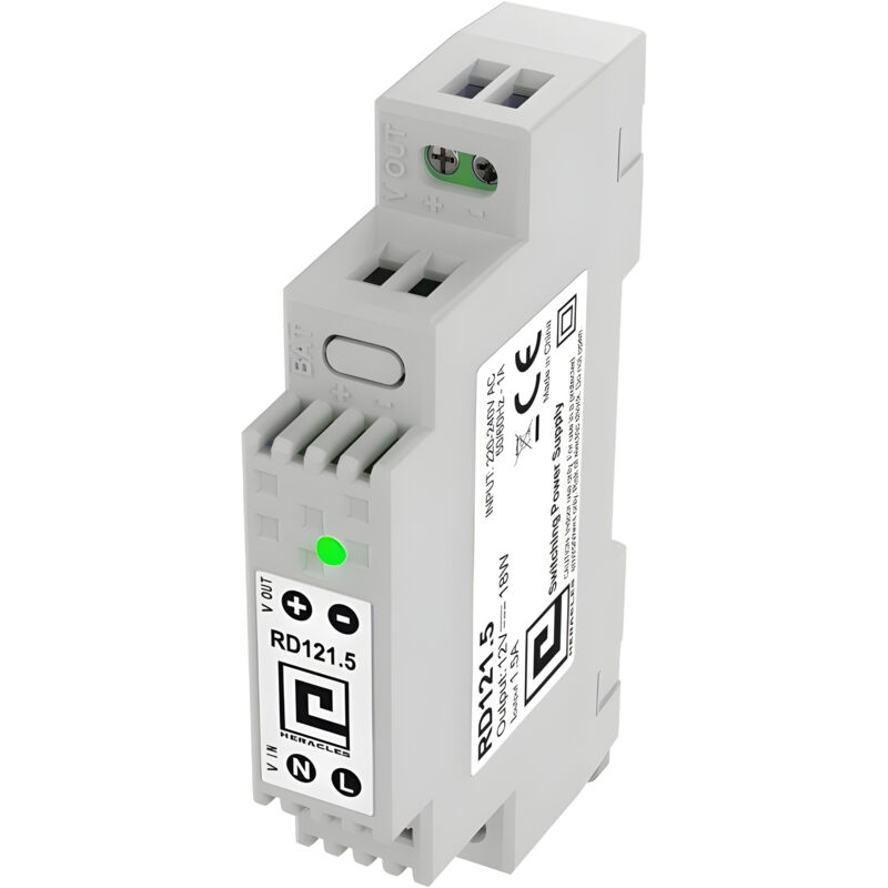 Alimentation à découpage rail DIN 1MOD 1,5A 18W - HERACLES - RC/PCA-ALIMRD121.5 Alimentation à découpage rail DIN 1MOD 1,5A 18W - HERACLES - RC/PCA-ALIMRD121.5
