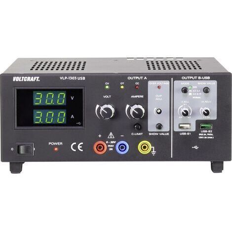 Alimentation de laboratoire réglable VOLTCRAFT VLP-1303 USB 0 - 30 V 0.01 - 3 A 123 W OVP Nbr. de sorties 3 x X502801