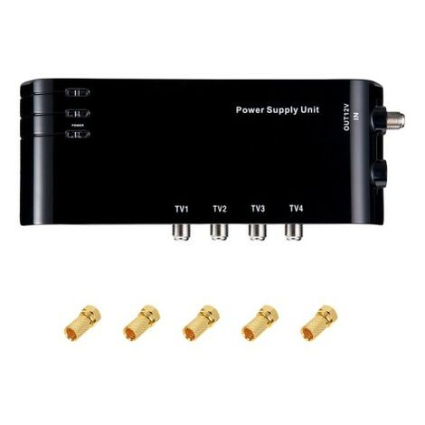 Alimentation d'intérieur Répartiteur 4 Sorties HDTV TNT HD 220/230V + 5 Fiches F - pour répartir Le Signal terrestre sans Perte